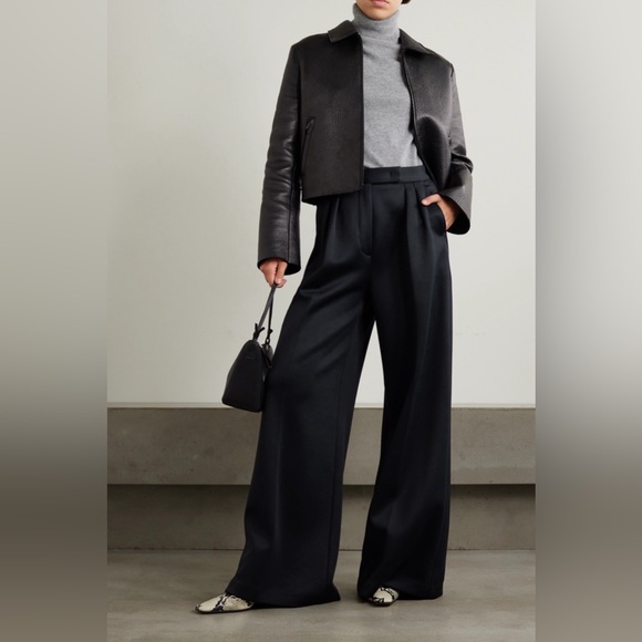 MaxMara Zinnia Pleated Jersey Wide Leg Pants - Picture 2 of 10